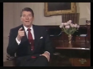GIF of Ronald Reagan pointing at you and laughing.