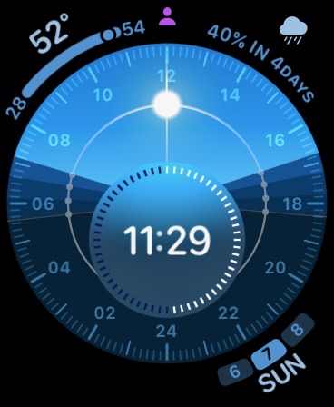 The Solar Dial on my Apple Watch on Daylight Savings
