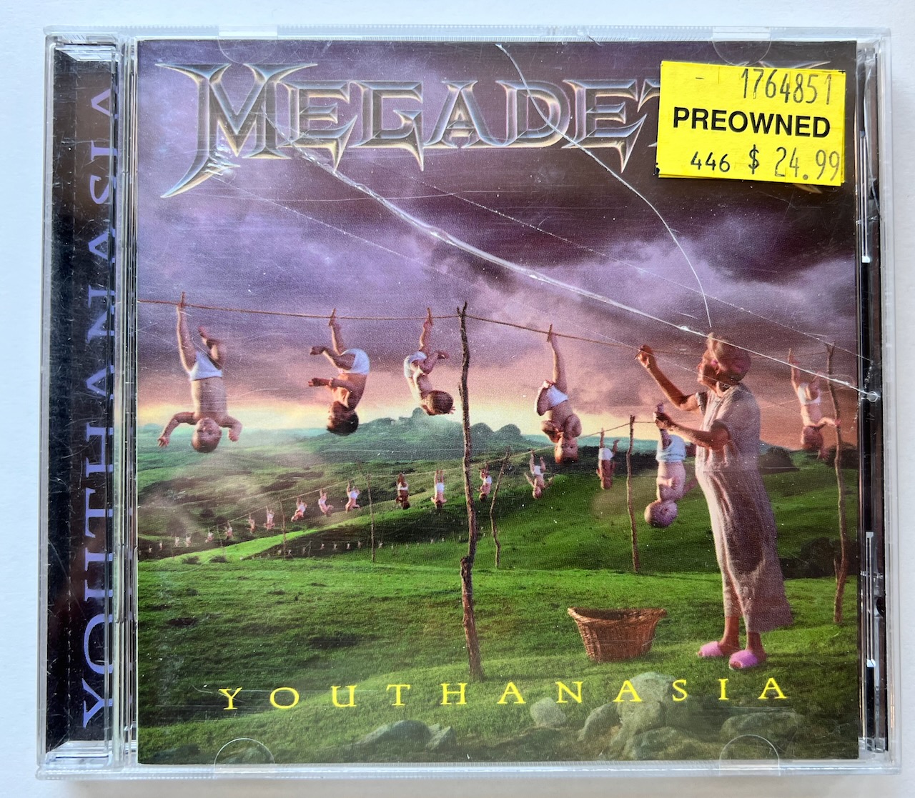 Cover of the Megadeth album Youthanasia with a $24.99 price tag on it.