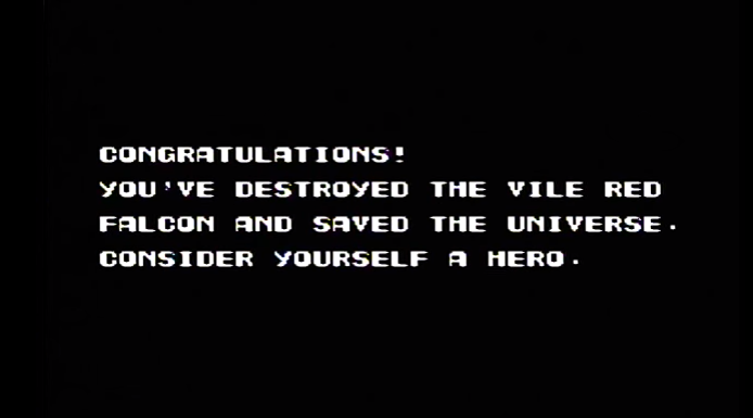 The Contra end screen.